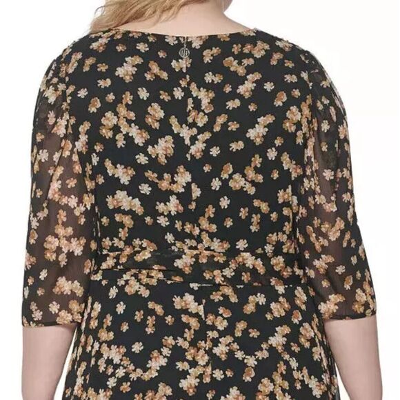 Tommy Hilfiger Plus Chiffon Floral Midi Dress Size 16W - Picture 4 of 14